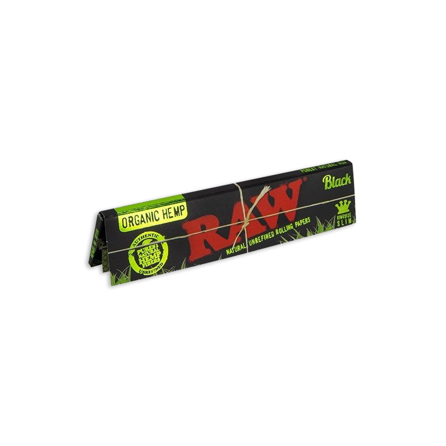 Raw Classic King Size Slim Natural Unrefined Rolling Papers - Organic Hemp - Black