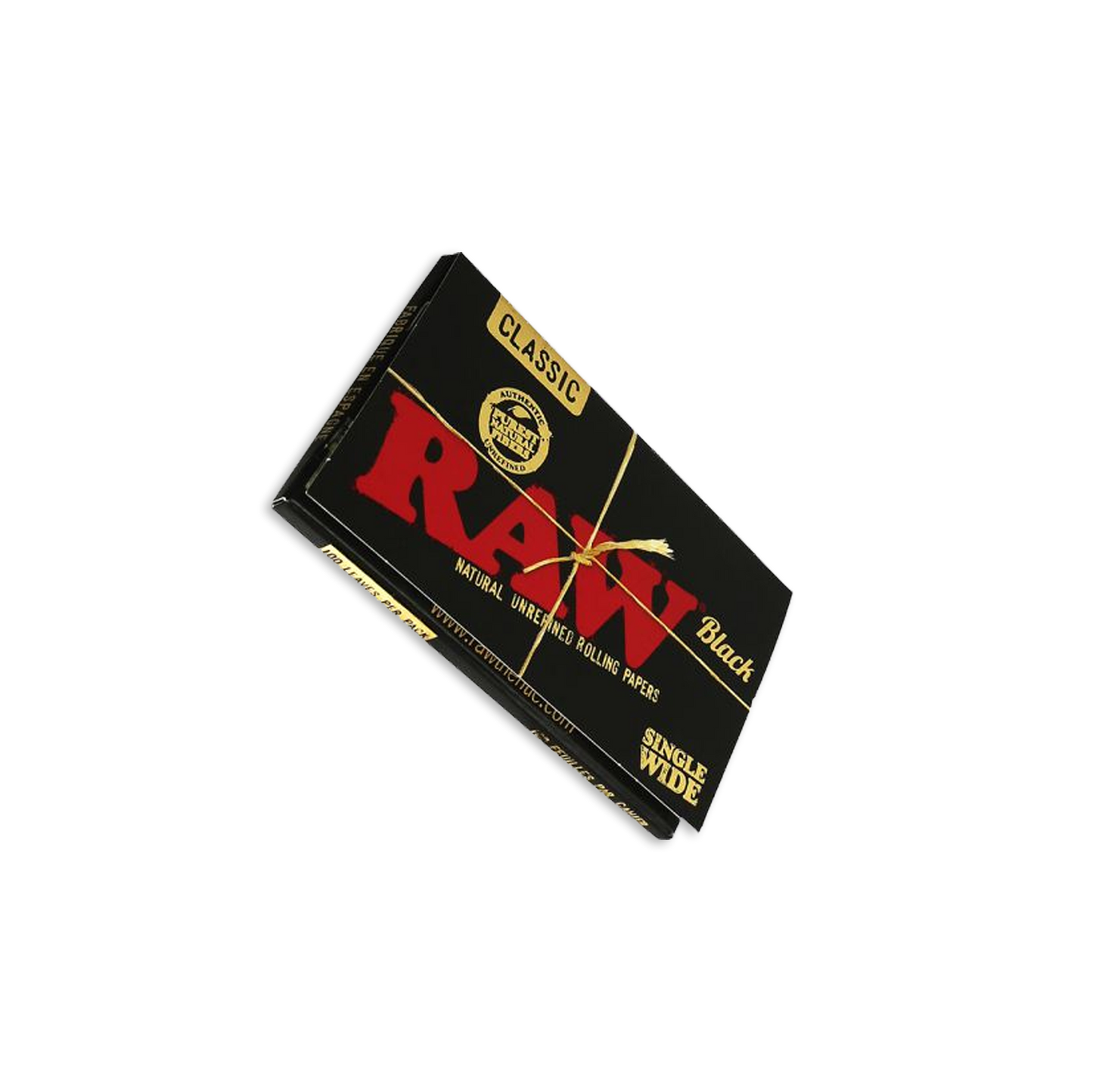 Raw Classic Natural Unrefined Rolling Papers - Single Wide - Black