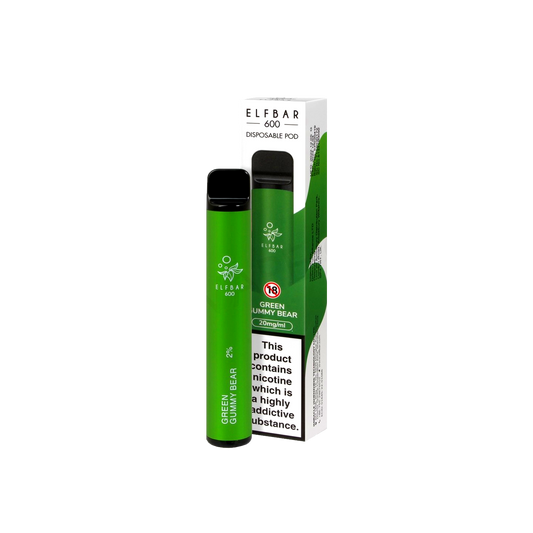 Elf Bar 600 Green Gummy Bear Disposable Vape 20mg